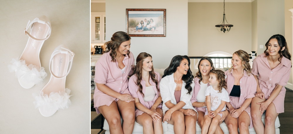 Bride getting ready at beach house