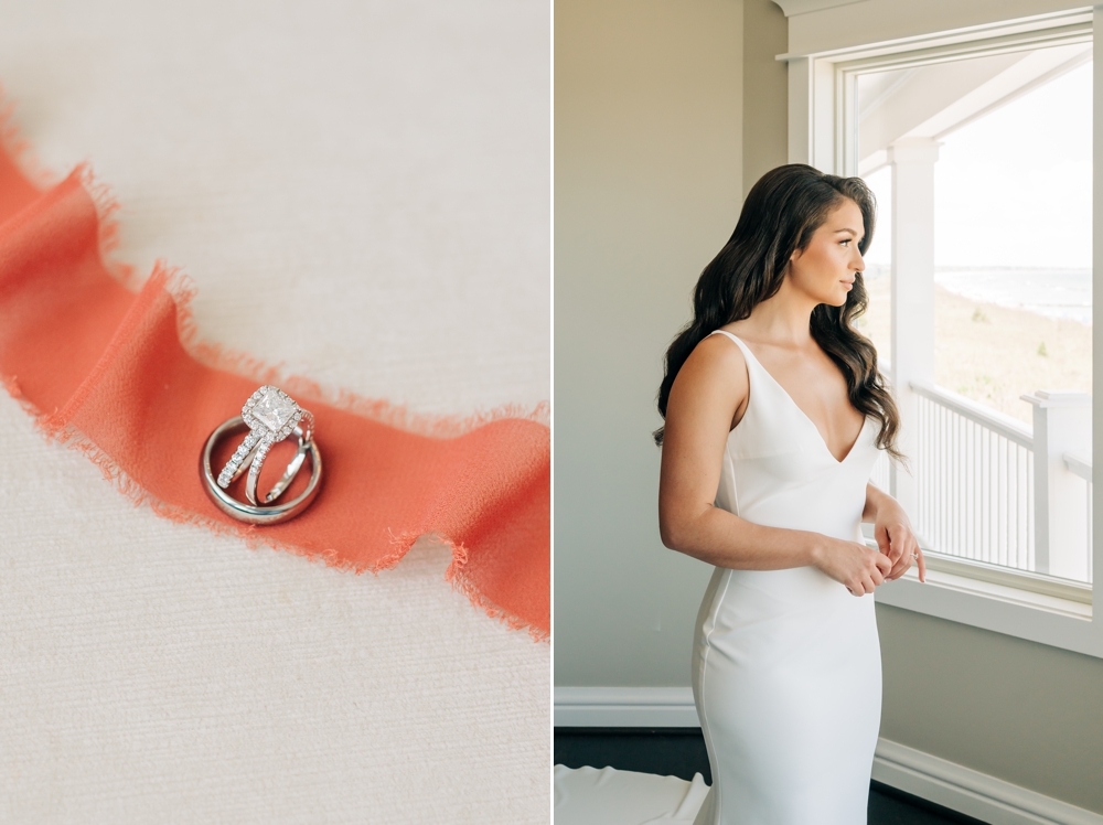 Bride getting ready at beach house