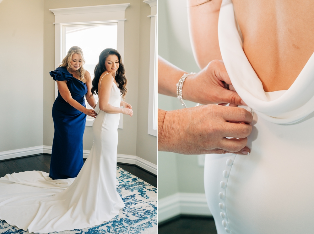 Bride getting ready at beach house