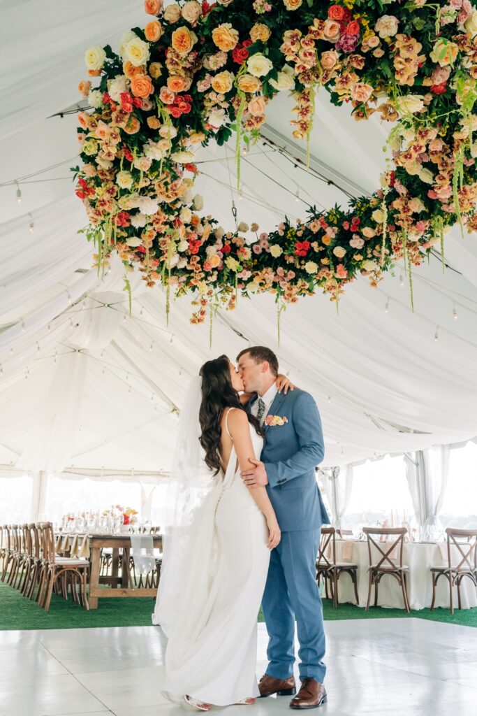 Reception at Summer Wedding at Cavalier Golf & Yacht Club