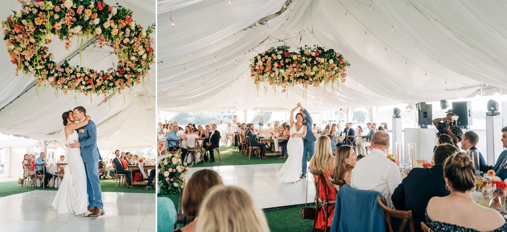 Reception at Summer Wedding at Cavalier Golf & Yacht Club