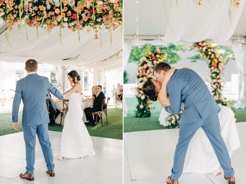 Reception at Summer Wedding at Cavalier Golf & Yacht Club