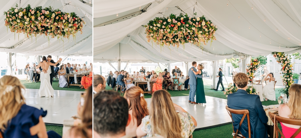 Reception at Summer Wedding at Cavalier Golf & Yacht Club