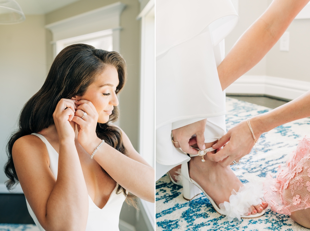 Bride getting ready at beach house