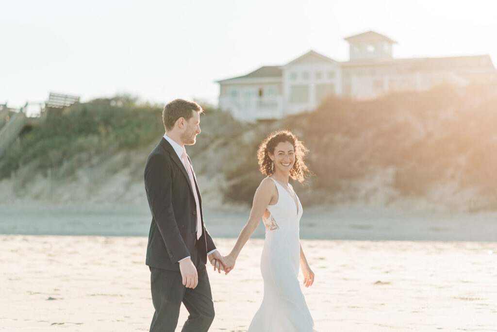 couple walking in OBX