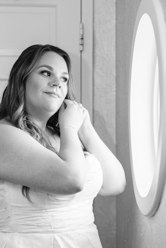 Bride getting read at the Lesner Inn