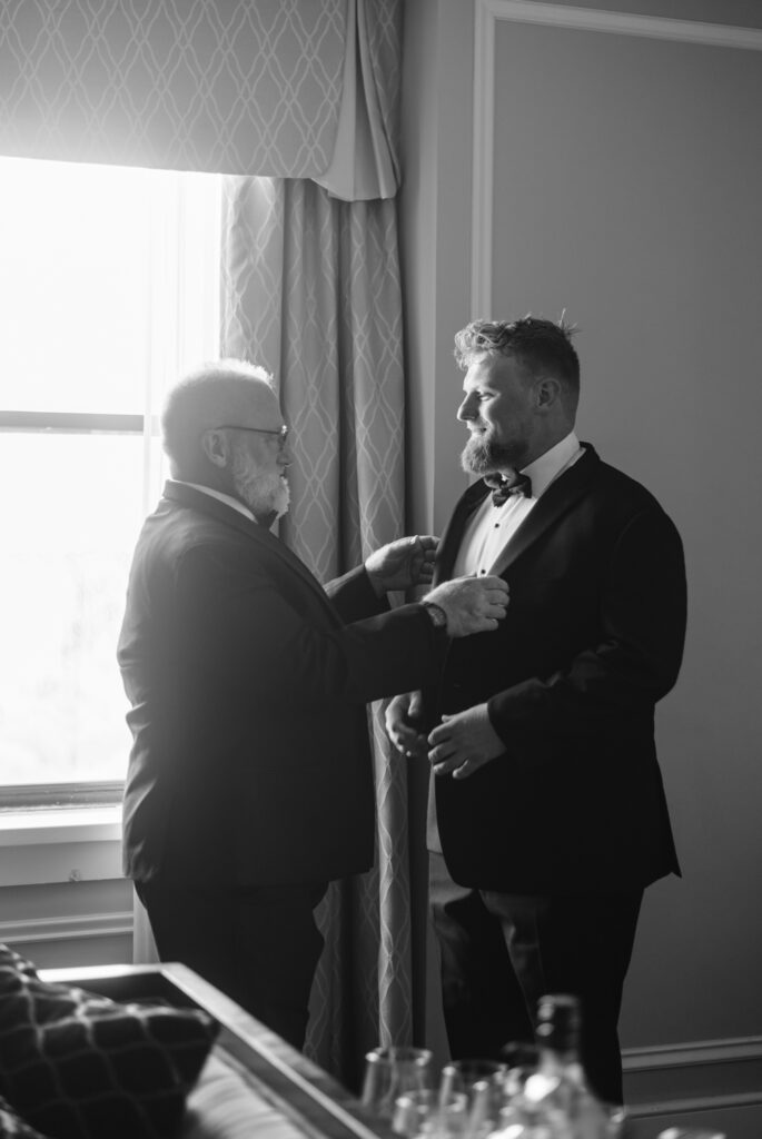 Groom getting ready