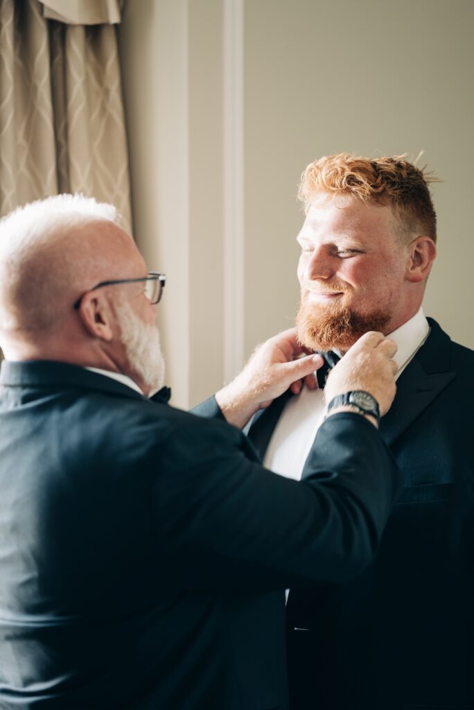 Groom getting ready