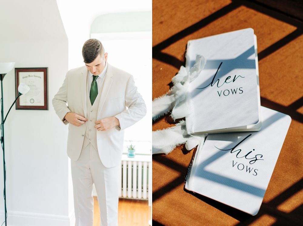 Groom getting ready for wedding