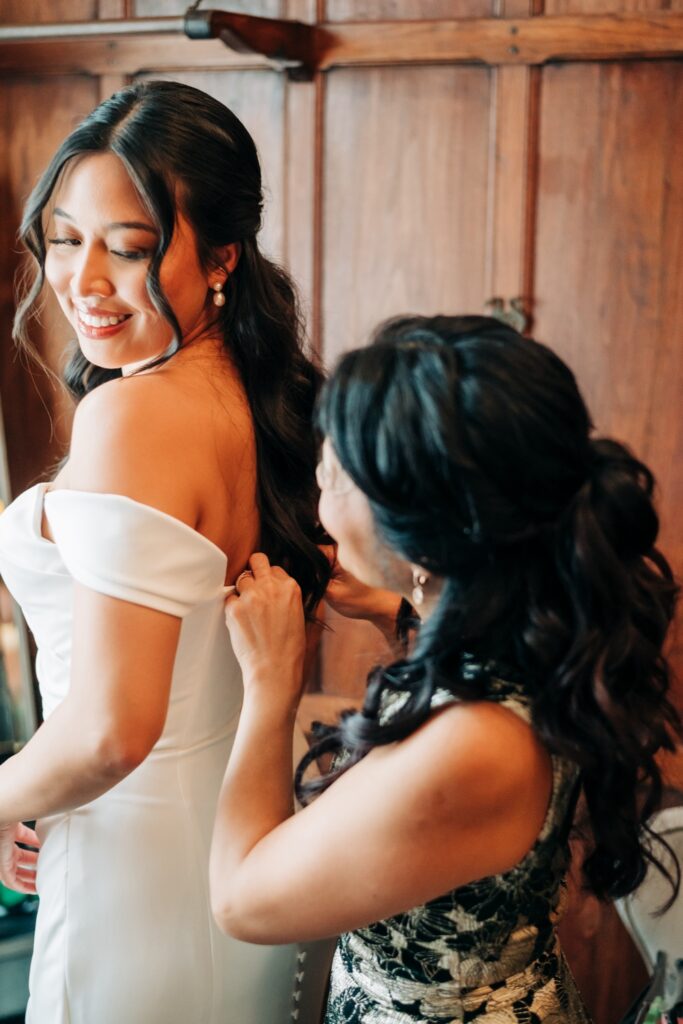 Bride getting ready for wedding