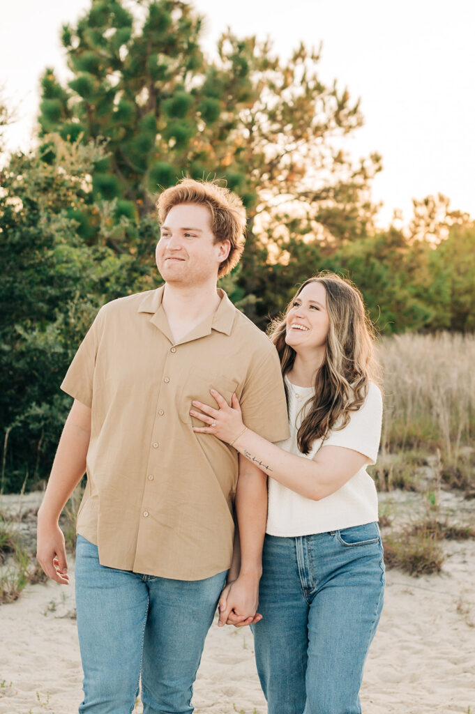 Couple laughing on the trail