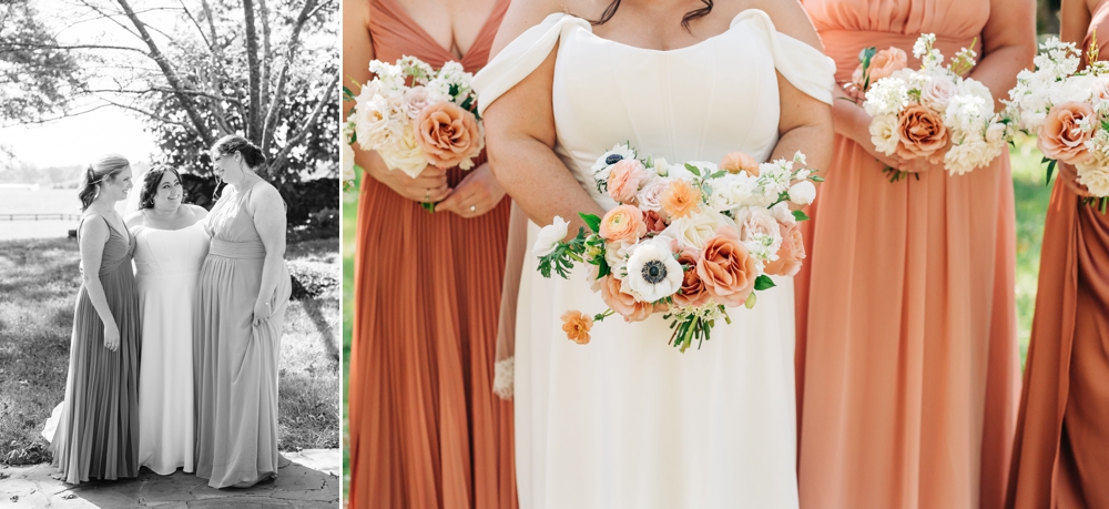 Bride and bridesmaids fall wedding at The goodstone Inn