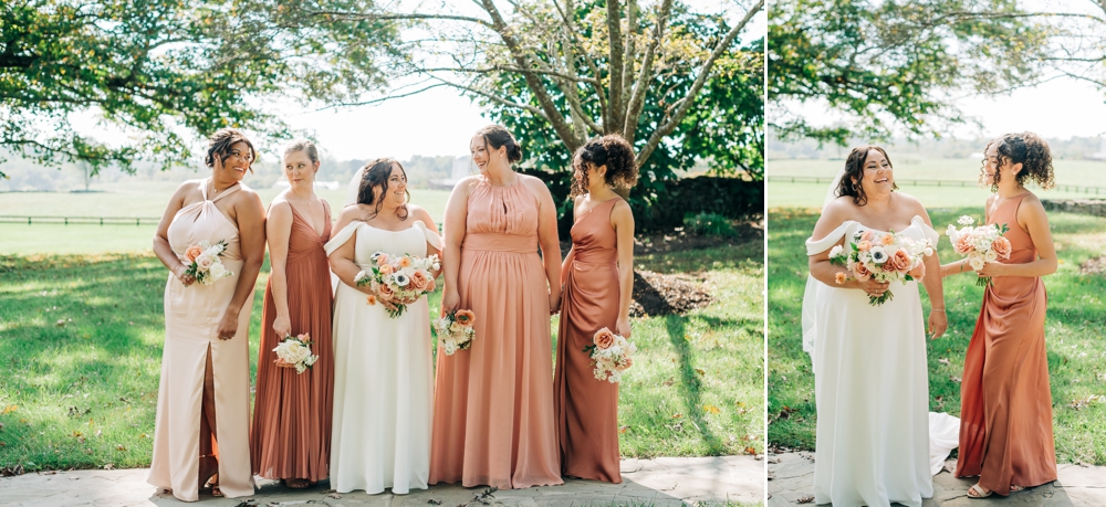 Bride and bridesmaids fall wedding at The goodstone Inn