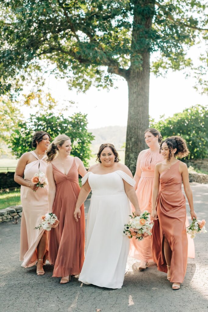 Bride and bridesmaids fall wedding at The goodstone Inn