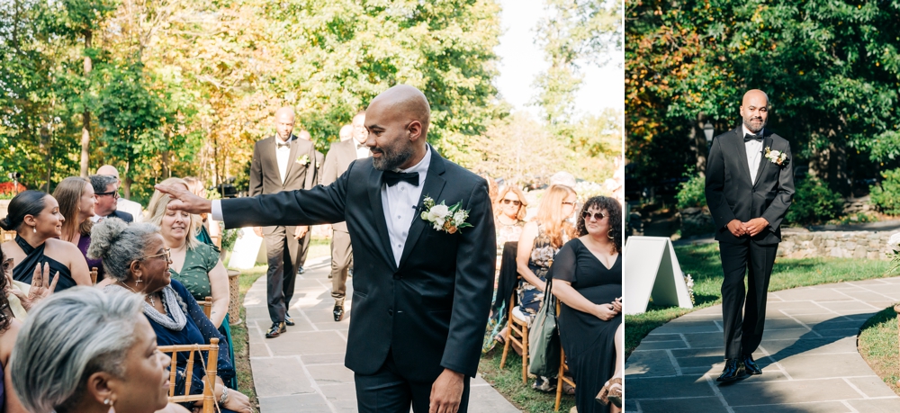 groom walking down aisle