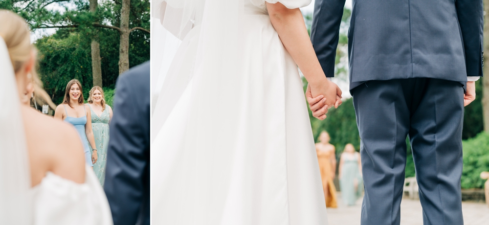 Bride & Groom first Look at Norfolk Botanical Garden Wedding