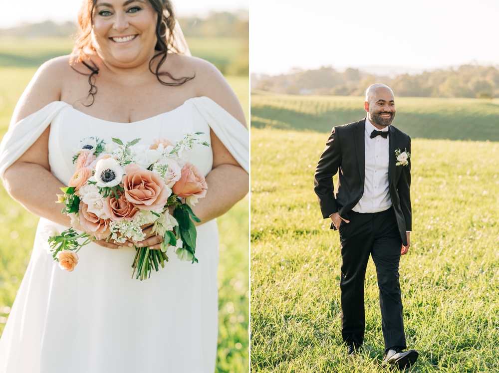 Bride and groom at sunset