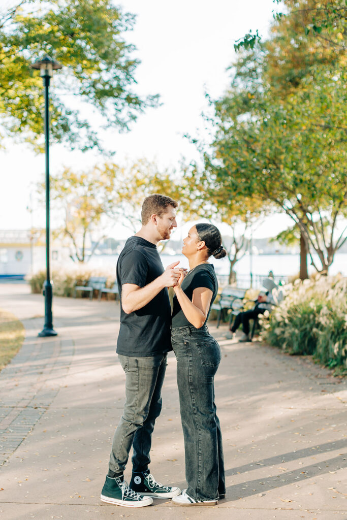 Couple embracing in Norfolk VA