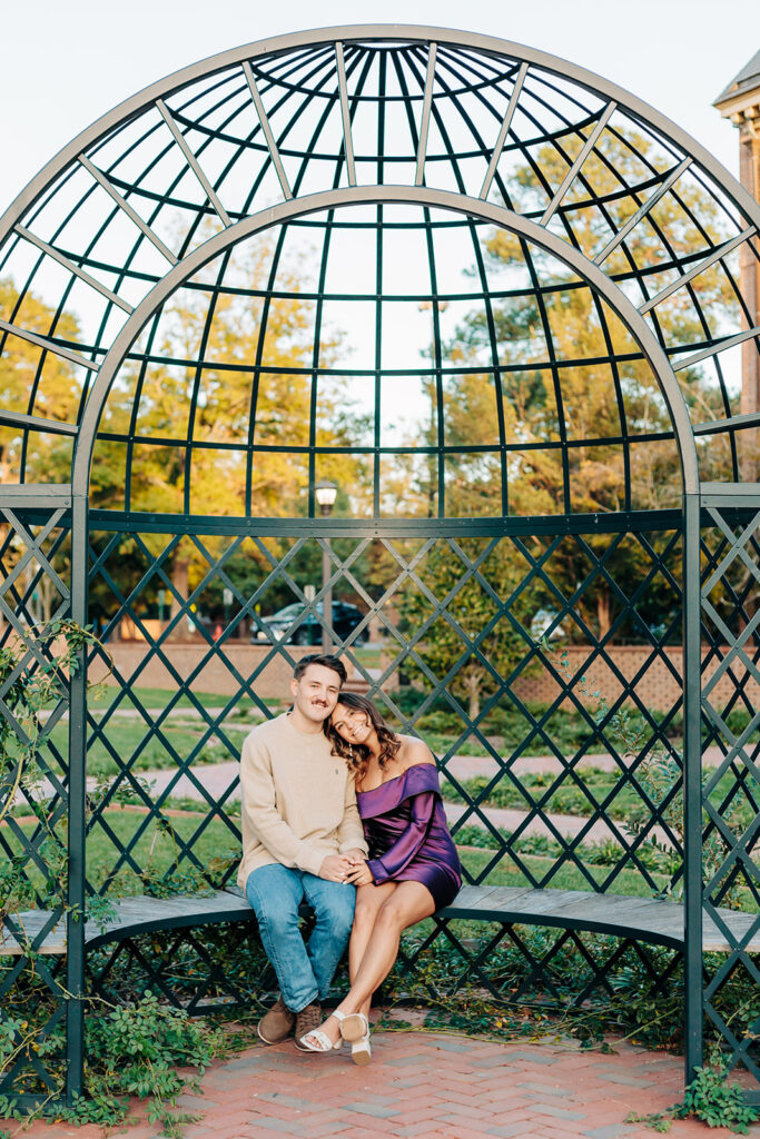 Couple cuddled together in William and Mary
