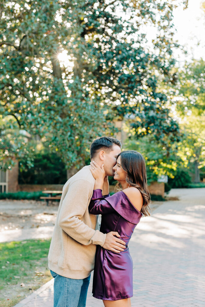 Couple hugging at William and Mary
