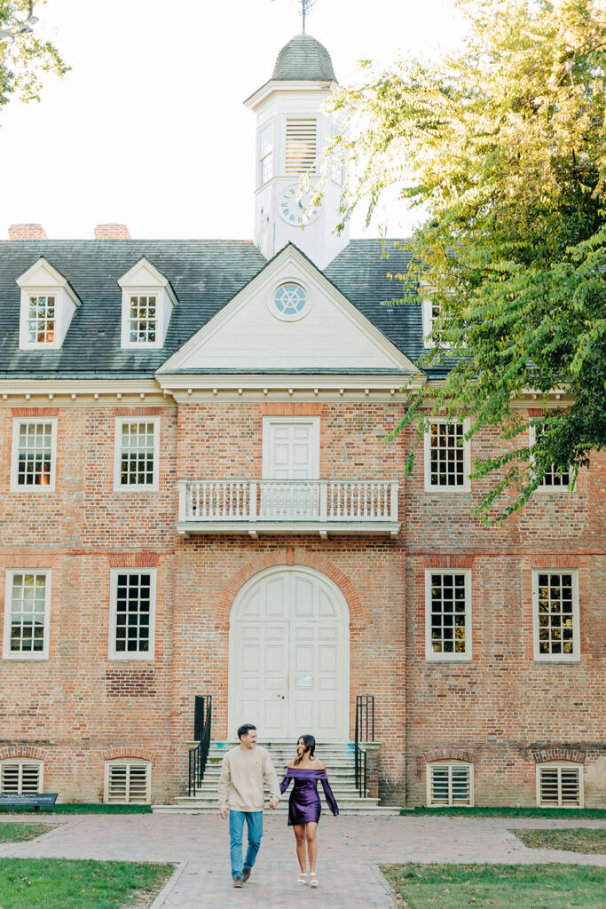 Couple engaged at Wren Building 