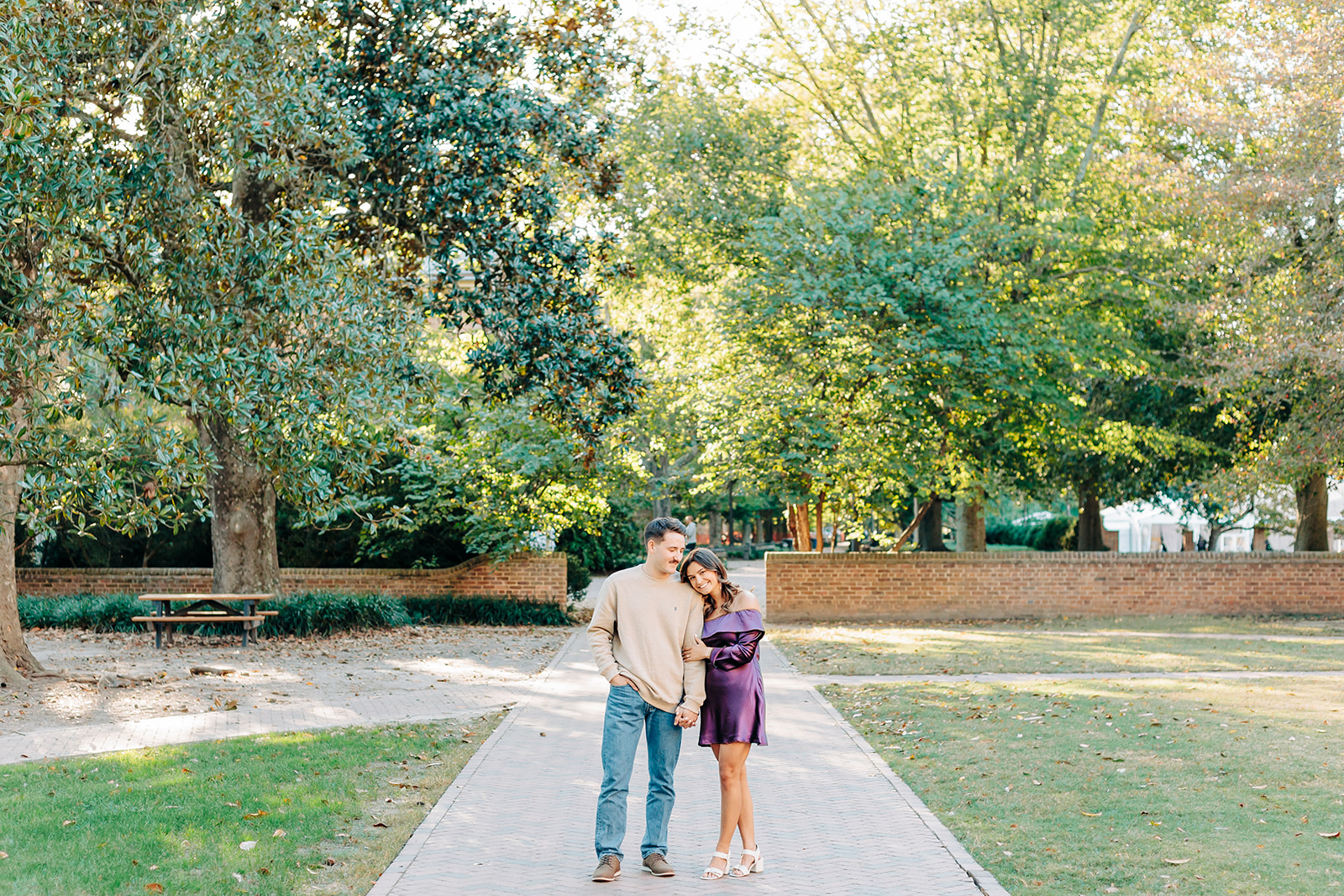 Couple walking through William and Mary