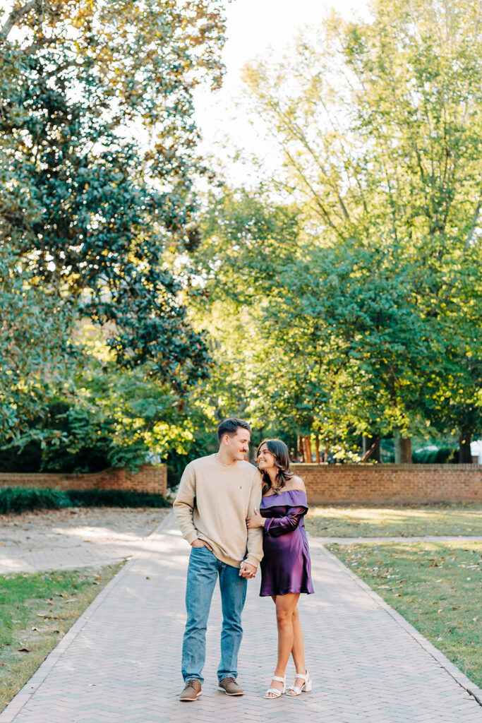 Couple walking through William and Mary