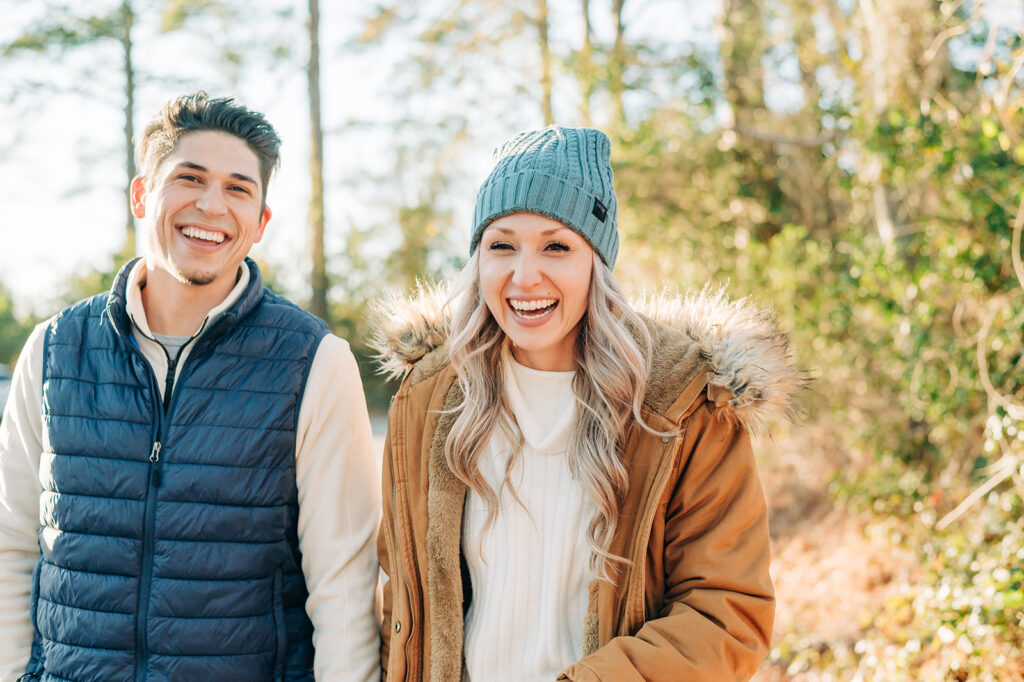 Couple laughing at beach