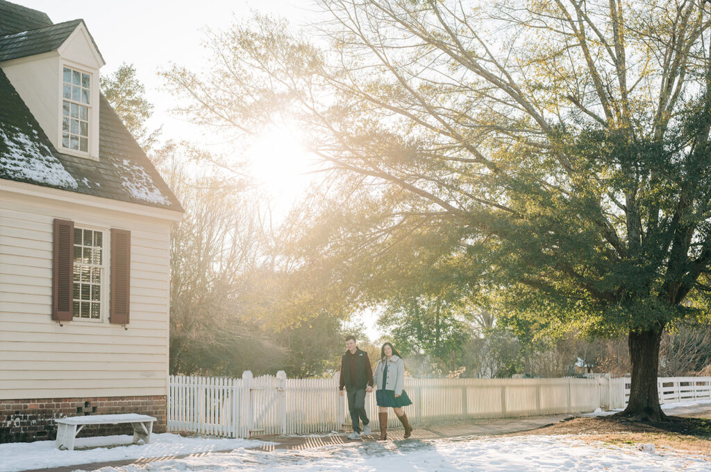 Couple walking in Williamsburg