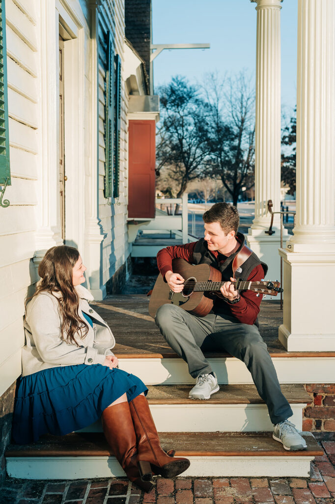 playing guitar for fiancé