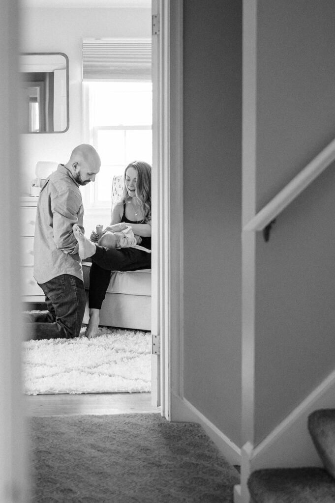 Couple getting baby ready