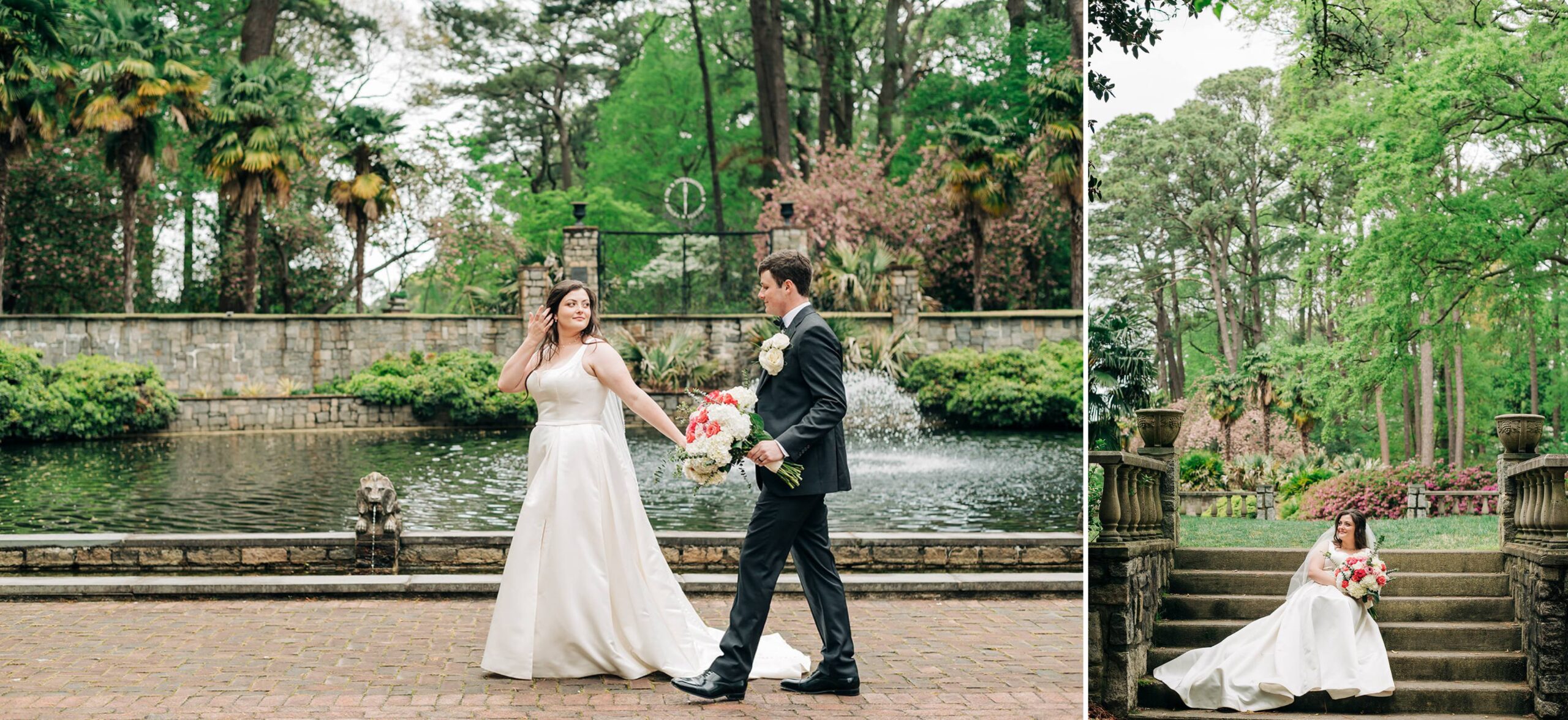 bride posing on stairs