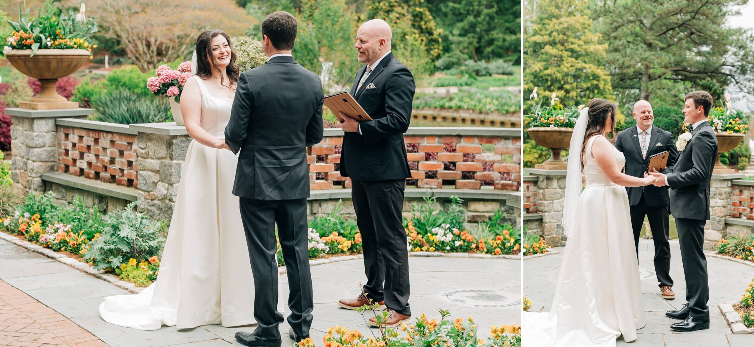 couple getting married at gardens