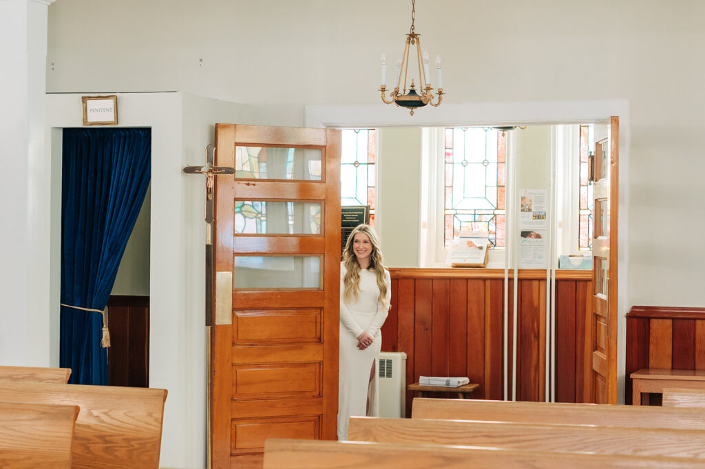 bride enters church