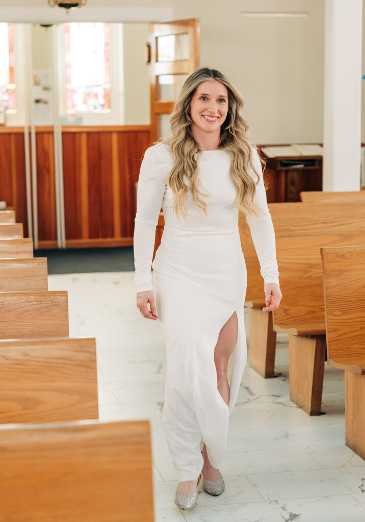 bride walks down aisle