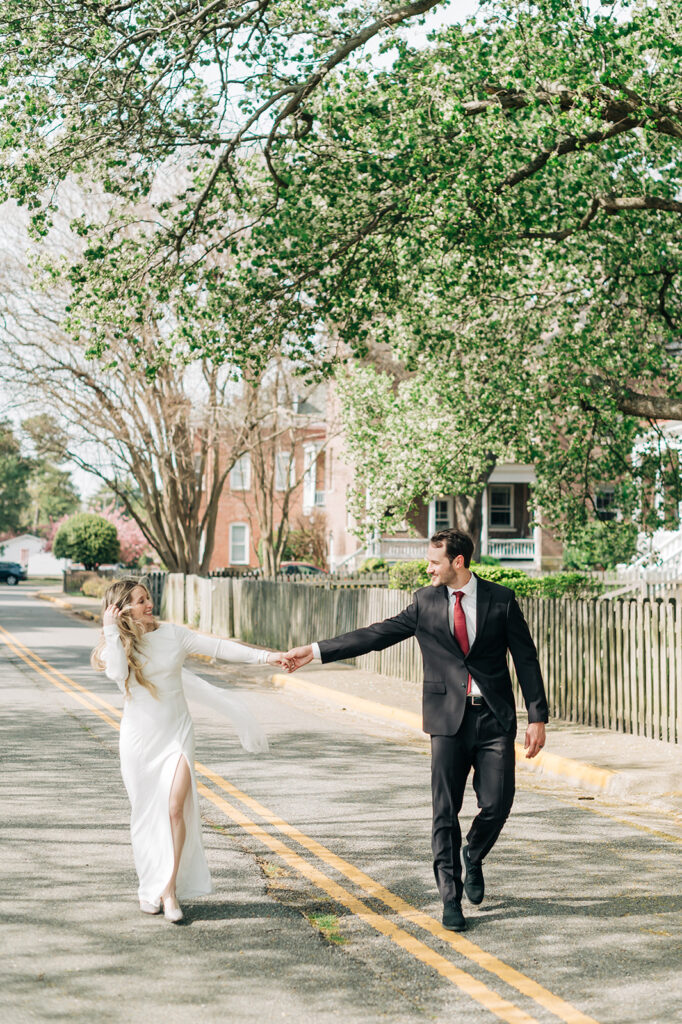 couple walking down street