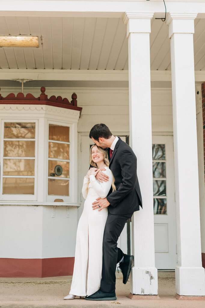 couple under fort Monroe ticket booth