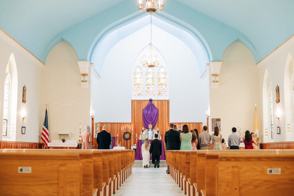 couple getting married at alter