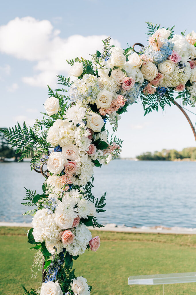 flowers set up for ceremony