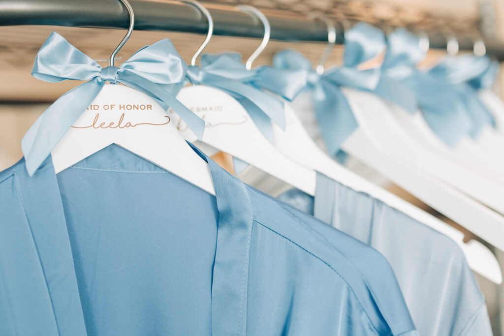 robes for bridal party hung up