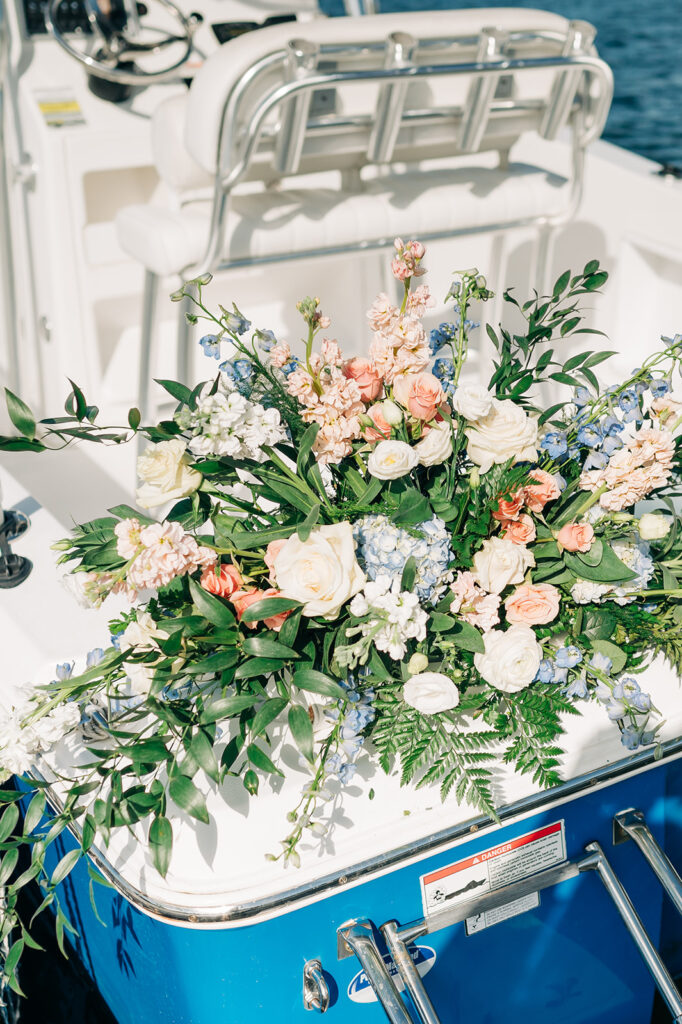 Flowers in back of boat