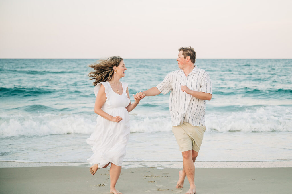 Beach engagement photos in OBX