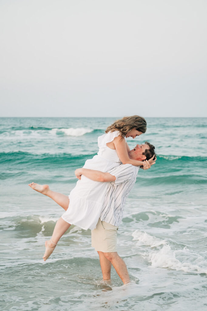 Beach engagement photos in OBX